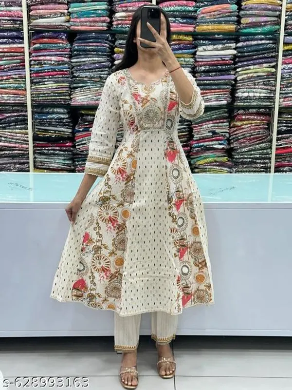 Off_White_Premium_Cotton_Flared_Kurta_Pant_And_Dupatta_For_Women_And_Girls