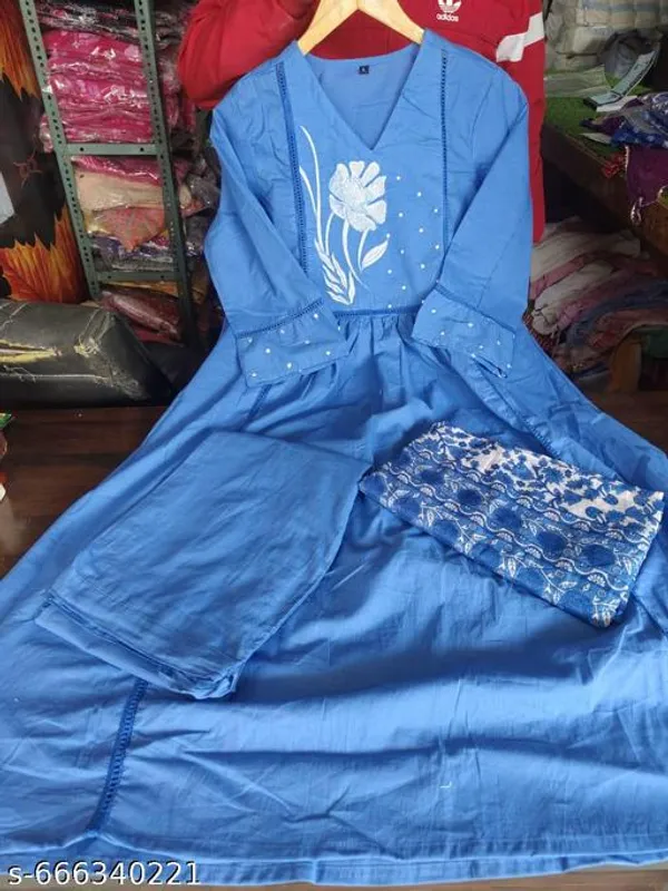 Blue_Premium_Cotton_Kurta_Pant_And_Dupatta_For_Women_And_Girls