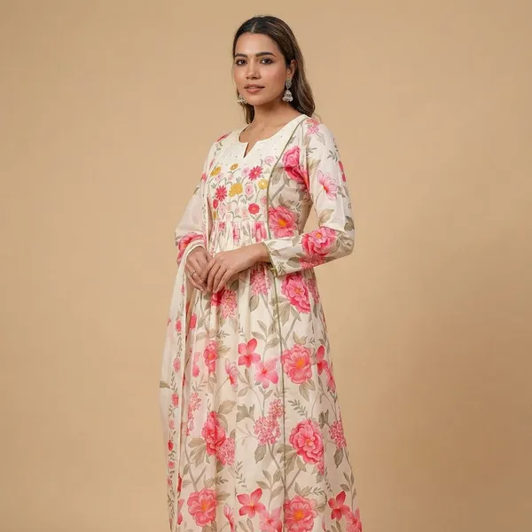 Multicolor_Premium_Cotton_Kurta_Pant_And_Dupatta_For_Women_And_Girls