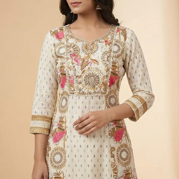 Off_White_Premium_Cotton_Flared_Kurta_Pant_And_Dupatta_For_Women_And_Girls