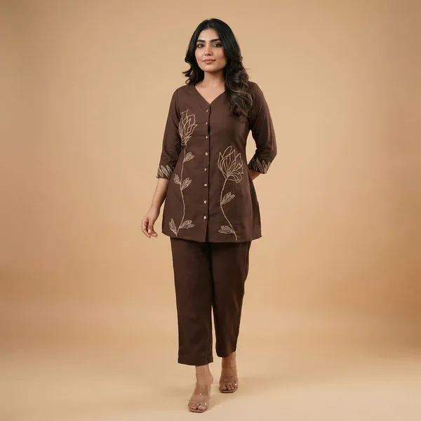Brown_Rayon_Co_Ord_Set_For_Women_And_Girls