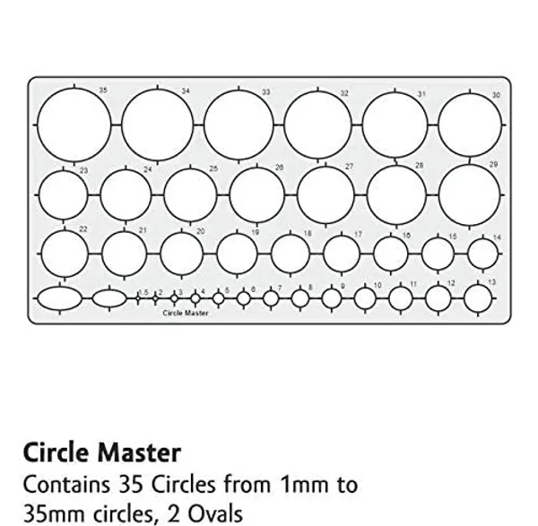 Clear_Plastic_Circle_Master_(35_Circles),_Pro_Circle_(25_Circles),_Hyperbola-_Parabola_Template,_Geometry_Template_(16_Shapes),_Drafting_Scale_Ruler_(Set_Of_4)