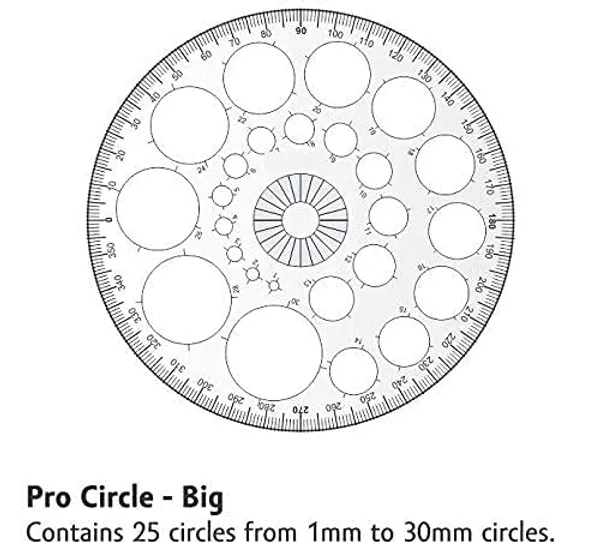 Clear_Plastic_Circle_Master_(35_Circles),_Pro_Circle_(25_Circles),_Hyperbola-_Parabola_Template,_Geometry_Template_(16_Shapes),_Drafting_Scale_Ruler_(Set_Of_4)