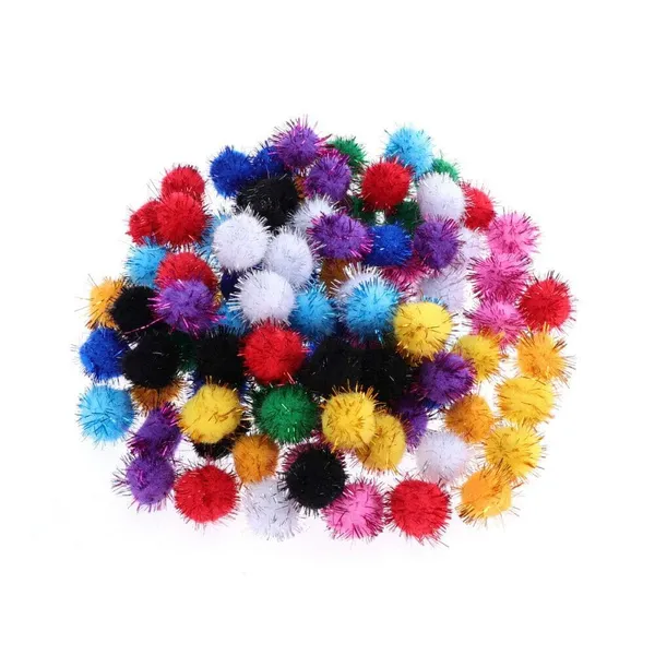 Multicolor_Glittery_Pompom_Mixed_Color+_Soft_Fluffy_Pom_Pom_For_Art_&_Craft,_Party_Decoration_Diy_Sewing_Crafts_Jewelry_Making_(_Size_2Cm_/100_+100Pcs_)