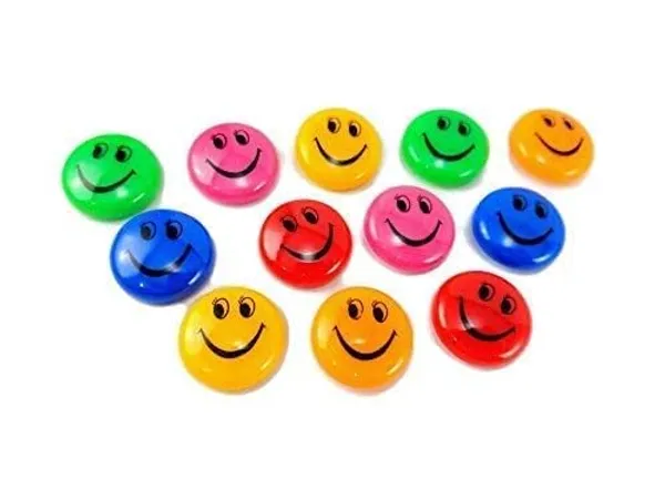 Multicolor_Set_Of_12_Pcs_Plastic_Round_Cartoon_Emoji_Smile_Smiley_Face_Fridge_Magnets(Size_30Mm)