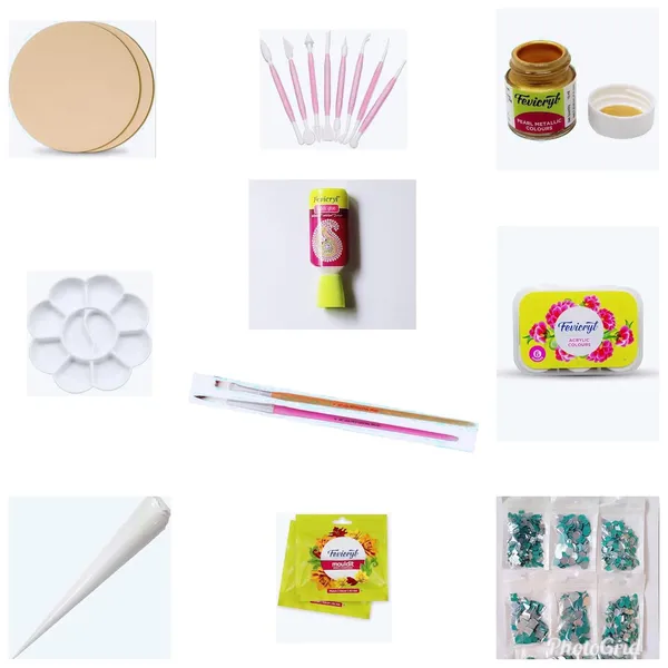 Multicolor_10_In1_Lippan_Art_&_Craft_Diy_Materials_Kit_For_Artist_._Kit_Include_8_Inch_Mdf_Board_2Pc_,Mirror_8_Pk_Different_Shapes_And_Sizes_(_Total_800Pc),Clay_Tool_8Pc_Set,_Fevicryl_Mould_It_Clay_2Pk,Ceramic_Cone_2,Fabric_Glue,_Fevicryl_Acrylic_Color_Set_Of_6_Shade_+_Golden,Silver_Acrylic_Color,Paint_Brush_2Pc,Color_Plate.