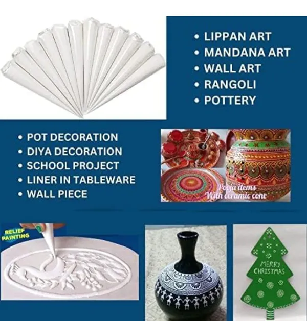 White_Ceramic_Cones_For_Arts_&_Crafts_|_Lippan_Art_|_Mandala_Art_|_Pottery_|_Liner_|_Diy_Decorative_Purposes_Pack_Of_(Pack_Of_4)