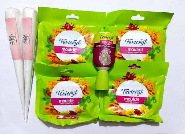 Multicolor_2Pc_Ceramic_Cone,_Fevicryl_Mould_It_Clay_4Pk_Of_50Gm_Each,_Fabric_Glue_20Ml_For_Clay_Modelling,_Lippan_Art,_Madhubani_Art_For_Artists_And_Beginners