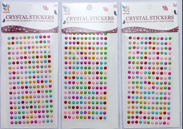 White_Crystal_Stone_Finish_Pearl_Bead_Sticker_Sheet_-_Set_Of_3_Sheets,_Self_Adhesive_5Mm_Diameter