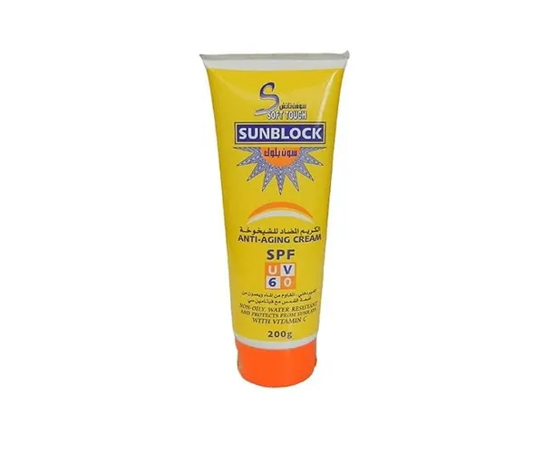 White_Rawal_Beauty_House_Soft_Touch_Sun_Block_Anti_Aging_Cream_With_Vit_C_For_All_Skin_Types_Spf_60_200G_Pack_Of_1_Nos