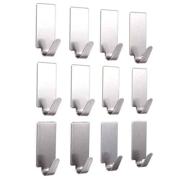 Silver_Multipurpose_Small_Rectangular_Stainless_Steel_Adhesive_Hooks_-_Load_Capacity_Upto_1_Kg_-Pack_Of_12