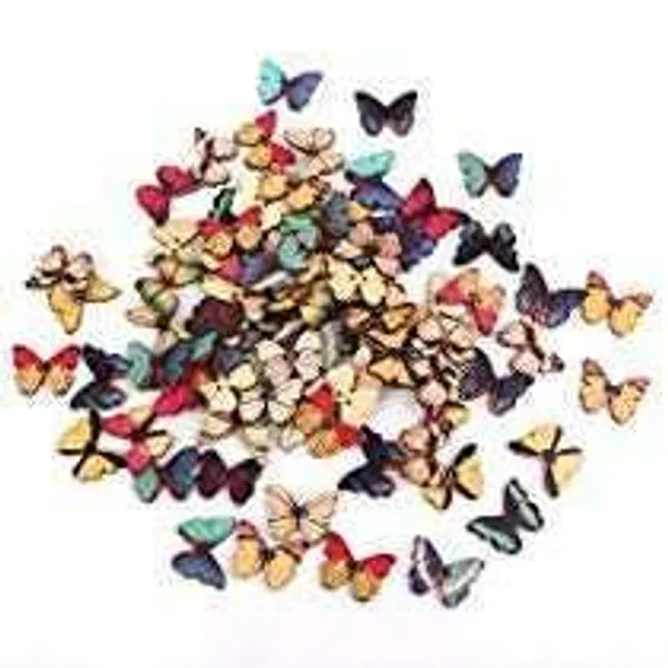 Multicolor_Butterfly_Shape_Wooden_Buttons_50Pc_Different_Colors_And_Designs_For_Craft_And_School_Projects_Decoration