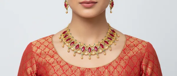 Red_Alloy_Red_&_Green_Stones_With_Gold-Tone_Metal_Necklace_Set_With_Earring_For_Women_&_Girls