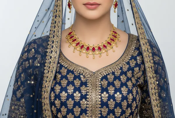 Red_Alloy_Red_&_Green_Stones_With_Gold-Tone_Metal_Necklace_Set_With_Earring_For_Women_&_Girls