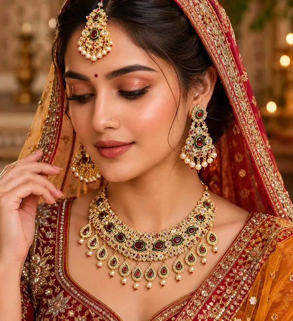 Bridal_Grace_Necklace_Set_with_Earrings_and_Maang_Tikka_For_Women_&_Girls_(Combo_Set)