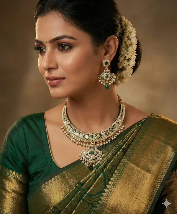 Elegant_Green_&_Gold_Necklace_Set_for_Women_&_Girls