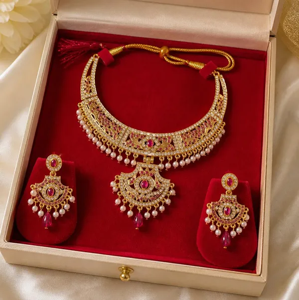 Elegant_Red_&_Gold_Necklace_Set_for_Women_&_Girls