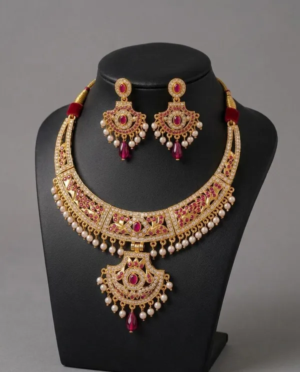 Elegant_Red_&_Gold_Necklace_Set_for_Women_&_Girls