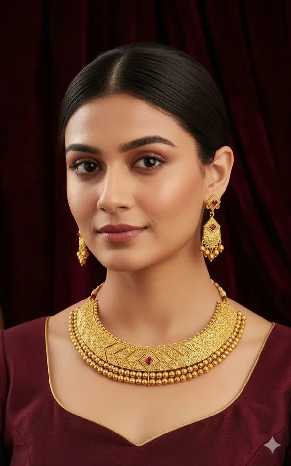 Elegant_Traditional_Golden_Necklace_Set_Women_&_Girls