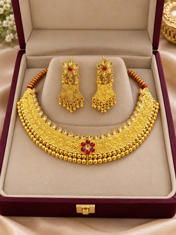 Elegant_Traditional_Golden_Necklace_Set_Women_&_Girls