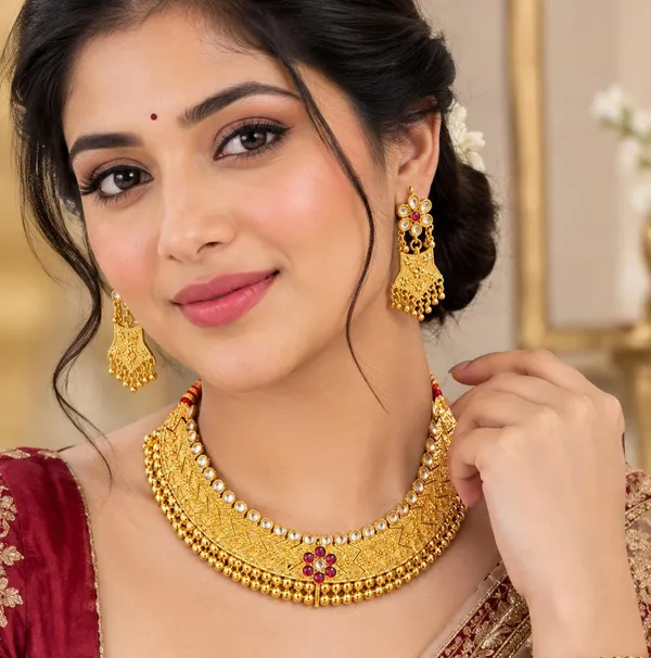 Elegant_Traditional_Golden_Necklace_Set_Women_&_Girls
