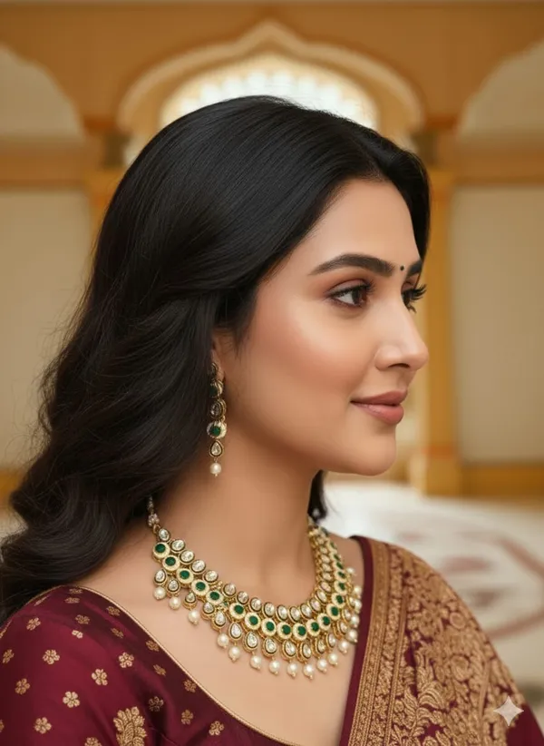 Golden_And_Green_Kundan_and_pearl_necklace_set