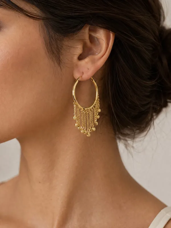 Golden_Raindrop_Earrings_For_Women_&_Girls