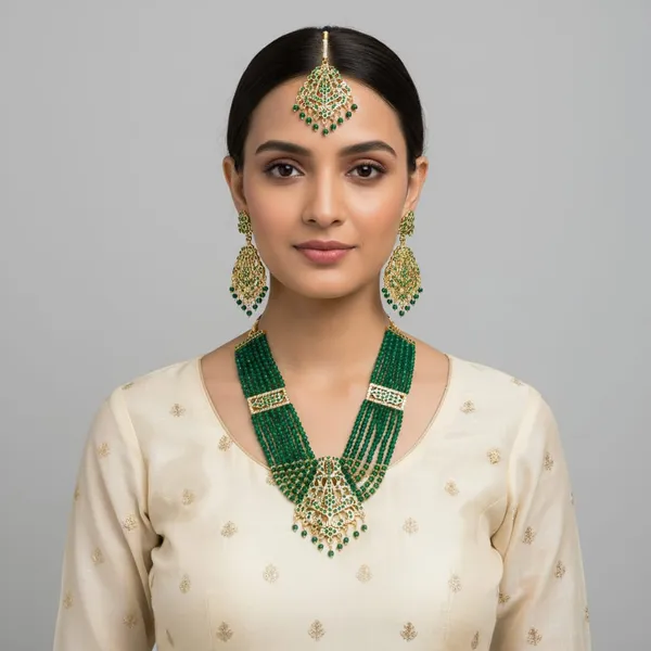Green_Beaded_Necklace_Set_with_Statement_Earrings_and_mangtika_Women_&_Girls
