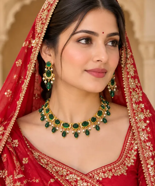 Green_Kundan_&_Pearl_Necklace_&_Earrings_Set_For_Women_&_Girls