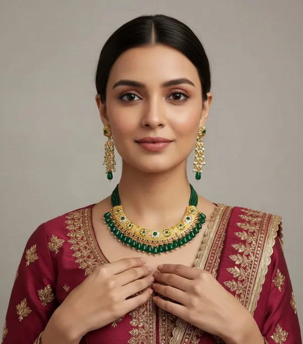 Green_&_Gold_Traditional_Necklace_Set