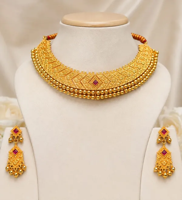 Elegant_Traditional_Golden_Necklace_Set_Women_&_Girls
