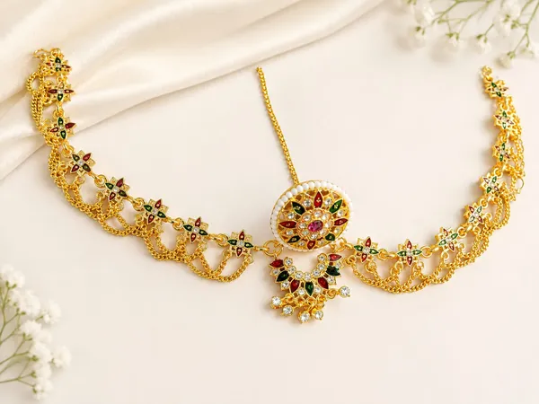 Rajsi_Gulmohar_Multicolour_Meenakari_Matha_Patti_–_Royal_Rajasthani_Bridal_Headpiece