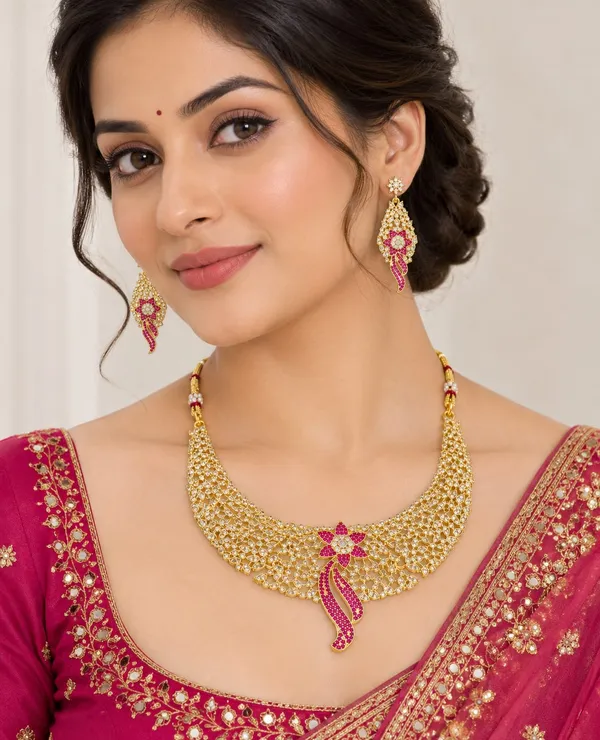 Rangmahal_Pink_Blossom_Bridal_Jewellery_Set_For_Women_&_Girls