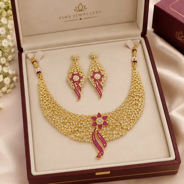 Rangmahal_Pink_Blossom_Bridal_Jewellery_Set_For_Women_&_Girls