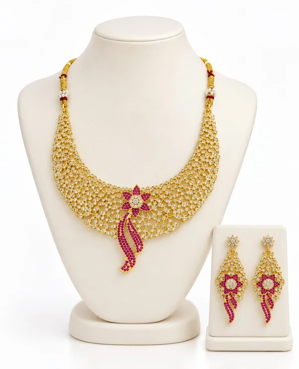 Rangmahal_Pink_Blossom_Bridal_Jewellery_Set_For_Women_&_Girls
