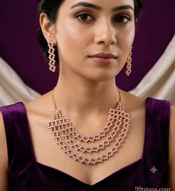 Rose_Gold_Layered_Geometric_Crystal_Necklace_Set_with_Matching_Earrings_For_Women_&_Girls