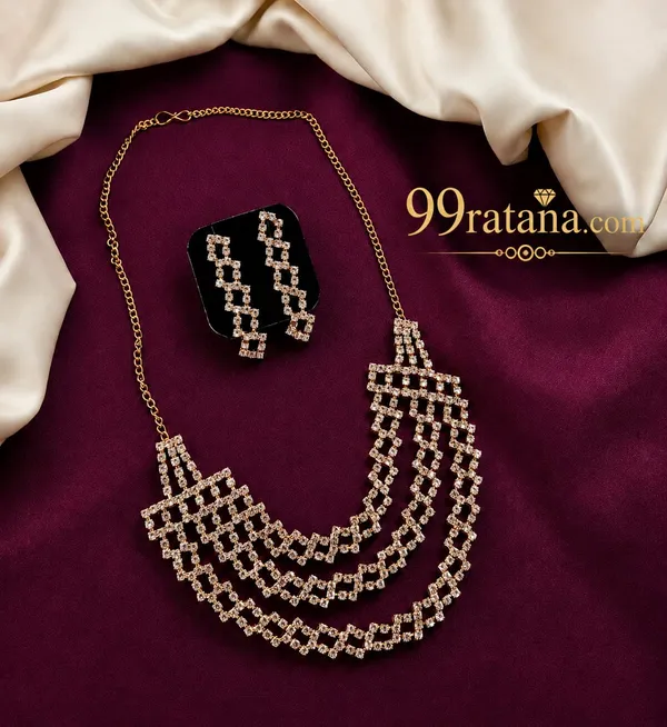 Rose_Gold_Layered_Geometric_Crystal_Necklace_Set_with_Matching_Earrings_For_Women_&_Girls