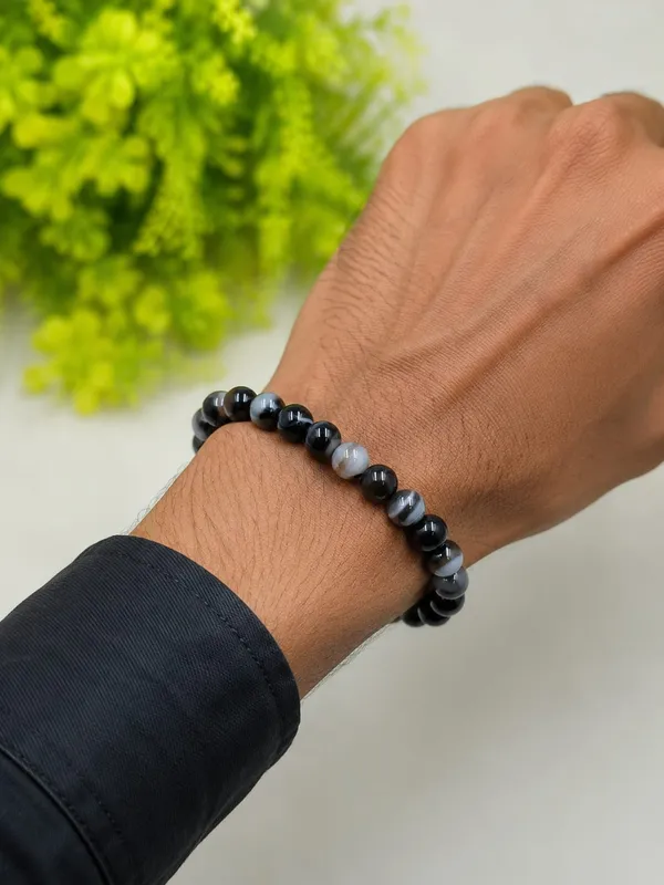 Unisex_Black_Sulemani_Agate_Bracelet_