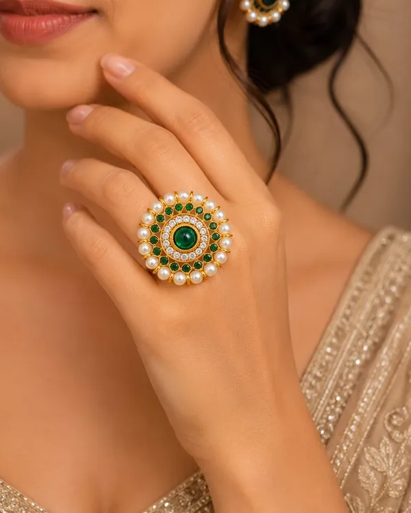 Rajwada_Pearl_Kundan_Halo_Ring_For_Women_&_Girls