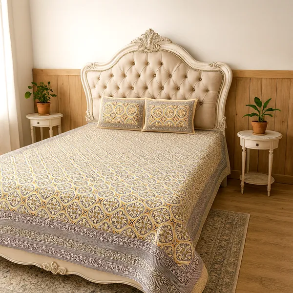 Premium_100%_Pure_Cotton_Jaipuri_Floral_Print_Super_King_Size_Double_Bedsheet_with_2_Pillow_Cover_|_108*108_Inch_|_300_TC