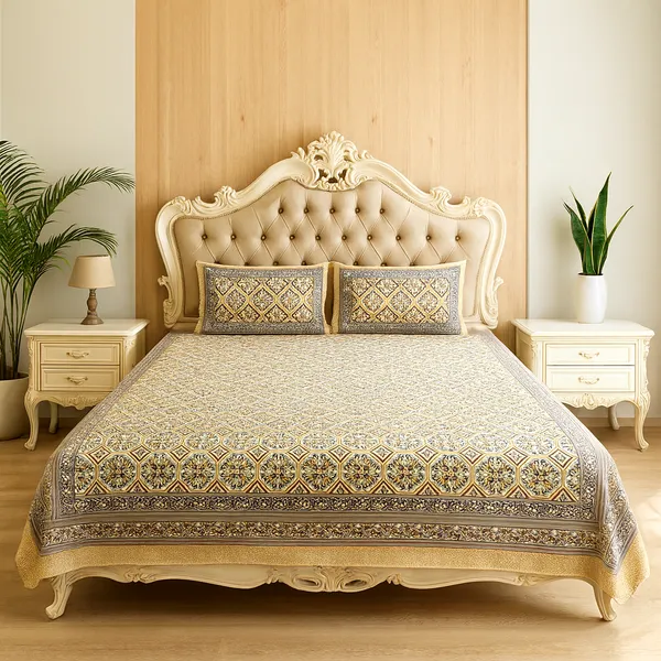Premium_100%_Pure_Cotton_Jaipuri_Floral_Print_Super_King_Size_Double_Bedsheet_with_2_Pillow_Cover_|_108*108_Inch_|_300_TC