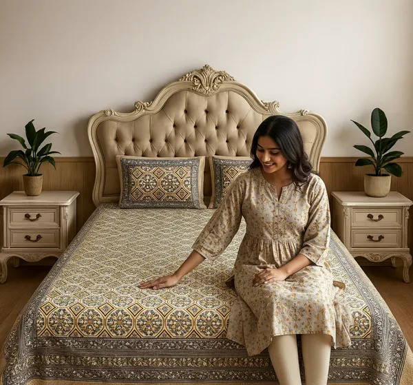 Premium_100%_Pure_Cotton_Jaipuri_Floral_Print_Super_King_Size_Double_Bedsheet_with_2_Pillow_Cover_|_108*108_Inch_|_300_TC