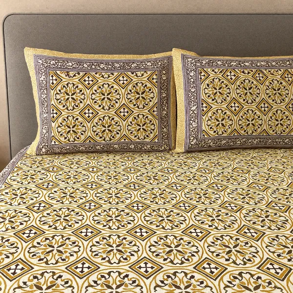 Premium_100%_Pure_Cotton_Jaipuri_Floral_Print_Super_King_Size_Double_Bedsheet_with_2_Pillow_Cover_|_108*108_Inch_|_300_TC