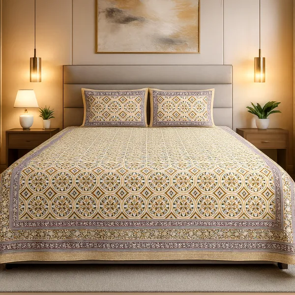 Premium_100%_Pure_Cotton_Jaipuri_Floral_Print_Super_King_Size_Double_Bedsheet_with_2_Pillow_Cover_|_108*108_Inch_|_300_TC