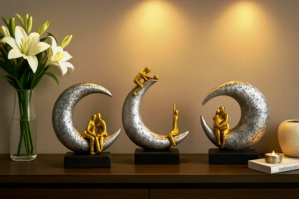 Black_&_Silver_Resin_Premium_&_Elegant_Moonlit_Couple_Figurine_Set_(Set_Of_3)