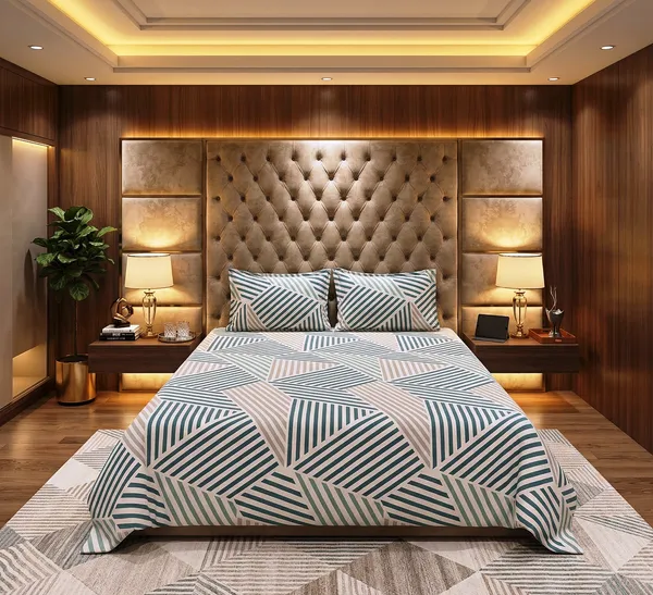 Elegant_Green_&_White__100%_Soft_Cotton_Feel_Breathable_Flat_Double_Bedsheet_With_2_Pillow_Cover_|_90*_100_Inch_|_140_GSM_|_Queen_Size