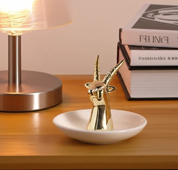 Chic_Gold_Gazelle_/_Deer_Head_Ring_Holder_&_Ceramic_Trinket_Set_(DEER)