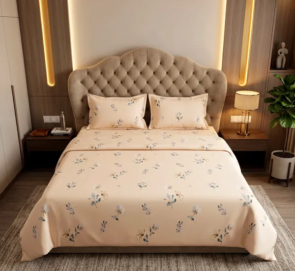 Dreamy_Peach_Floral_Queen_Size_Bedsheet_|_100%_Cotton_Feel_Fabric_|_Elegant_Scattered_Bloom_Design_with_2_Pillow_Covers_–_Perfect_for_Modern_Bedrooms