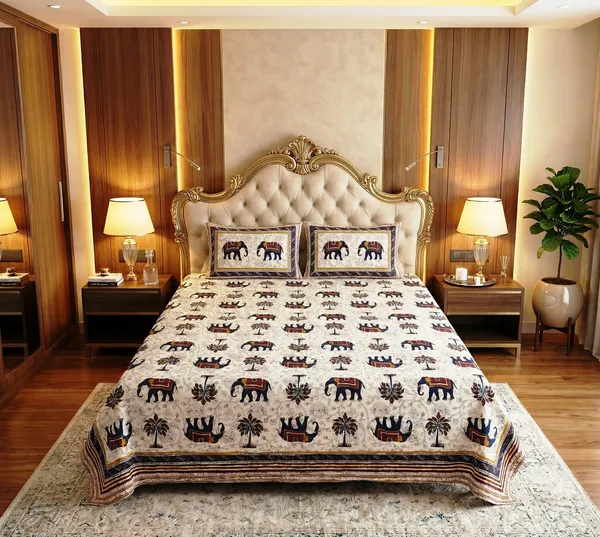 Royal_Elephant_Theme_100%_Pure_Cotton_Super_King_Size_Double_Bedsheet_with_2_Pillow_Cover_for_Elegant_Bedrooms_|_108*108_Inch_|_300_TC