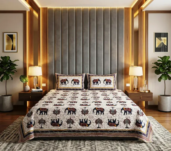 Royal_Elephant_Theme_100%_Pure_Cotton_Super_King_Size_Double_Bedsheet_with_2_Pillow_Cover_for_Elegant_Bedrooms_|_108*108_Inch_|_300_TC